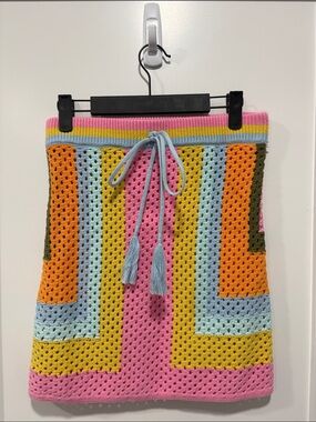 Mango Crochet Stripe Drawstring Skirt 
Small
New without tags